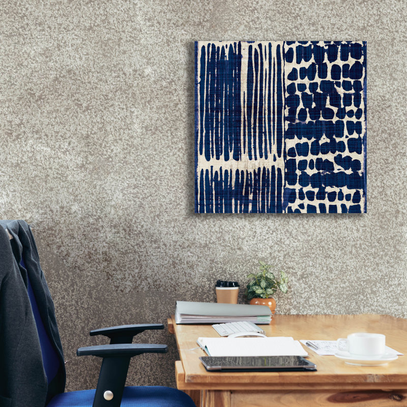  «Indigo Batik 3» par Wild Apple Portfolio, art mural sur toile, 26 po x 26 po