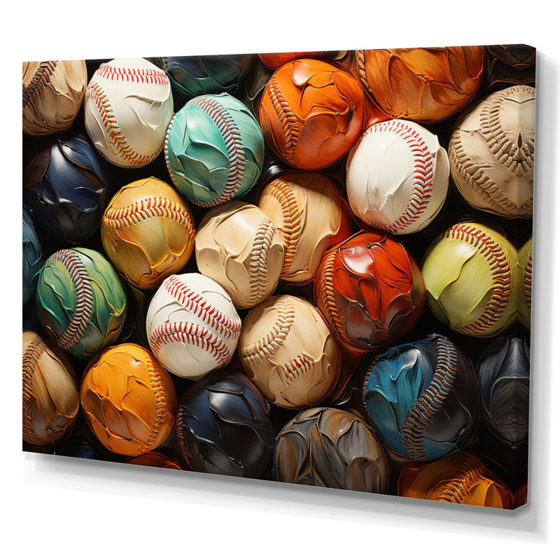 Baseball Collage I - Sport Baseball, impressions encadrées, H 34 po x l 44 po x P 1,5 po, Toile tendue