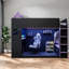 Lit mezzanine avec rangement, lit de jeu moderne en bois aggloméré pour maison compacte