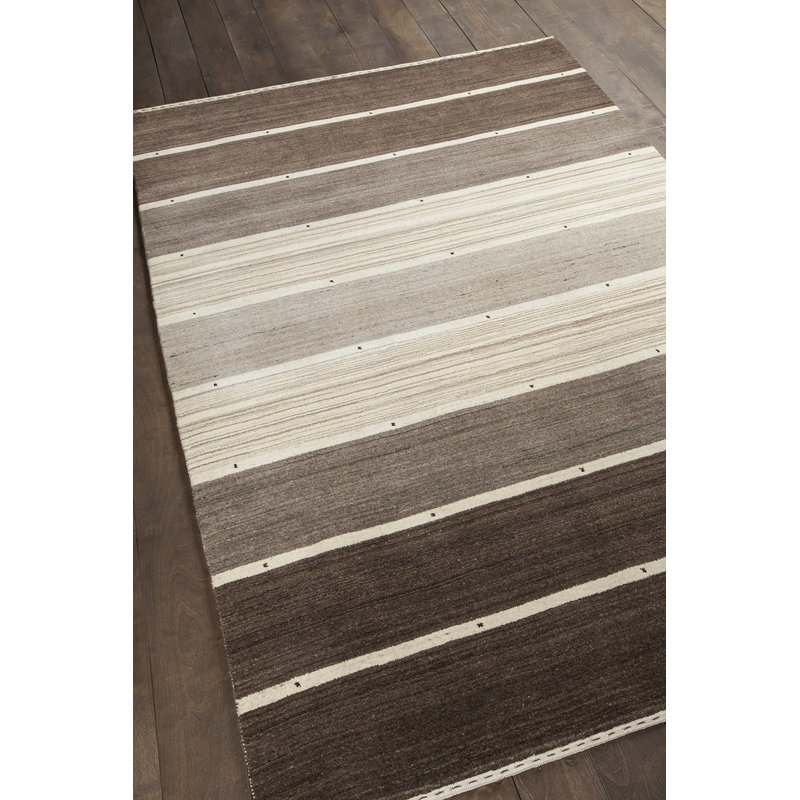 Elantra Patterned Knotted Wool Brown/Gray Area Rug, 5' x 7'6"