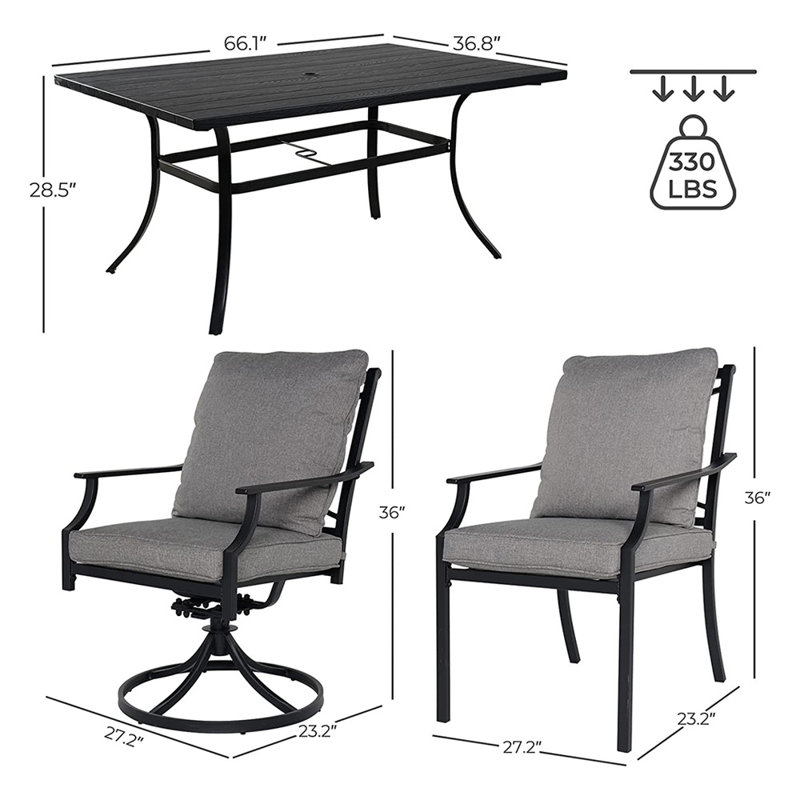 Alayanna 6 - Person Patio Dining Set with Square Table , Cushions Included