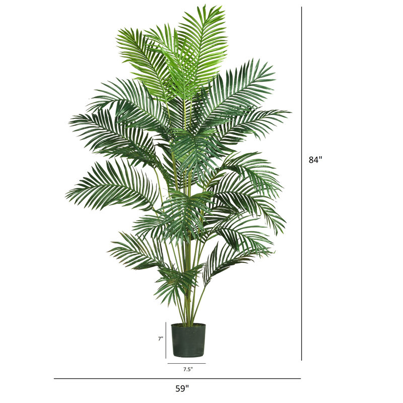 Faux Palm Tree in Pot, 84" H x 59" W x 54" D