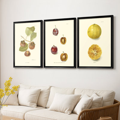 Persimmon II  -Custom Framed  Wrapped Gallery Canvas - 3 Pieces