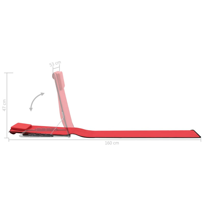 Ensemble de 2 chaises de plage en polyester et structure en acier, Rouge