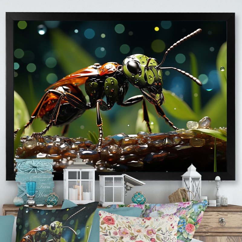 «Forest Guardian Green Ant I» sur toile, H 34 po x l 44 po x P 1,5 po, Cadre simple noir