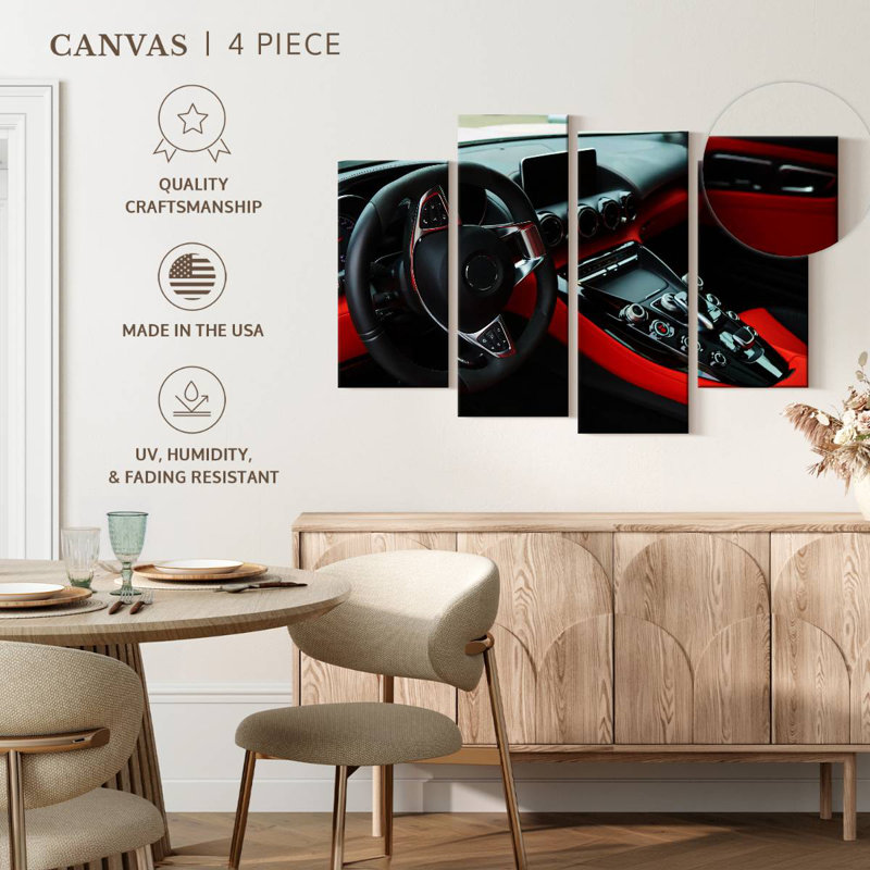 Mehar Black And Red Car Interior, 22" H x 36" W