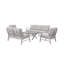 Ensemble d'extérieur 5 pièces en aluminium de qualité supérieure Seehill, canapé 3 places, causeuse, 2 fauteuils et table basse en résine, résistant aux rayons UV et aux intempéries avec coussins épais pour le jardin, la piscine et le gris argent