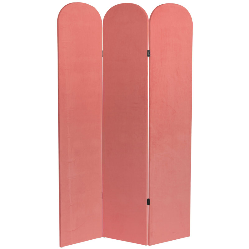Cloison pliante en velours 3 panneaux Wayt, Rose