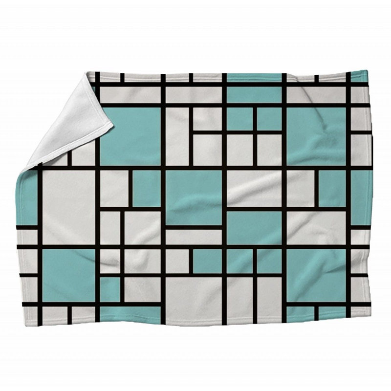 Machine Printed Throw Blanket, 60" L x 50" W, Plaid, Turquoise/White