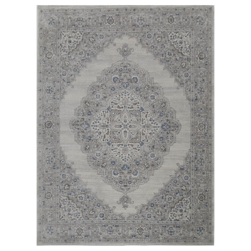 Oriental Machine-Made Cream/Gray Area Rug, Rectangle 8' x 10'