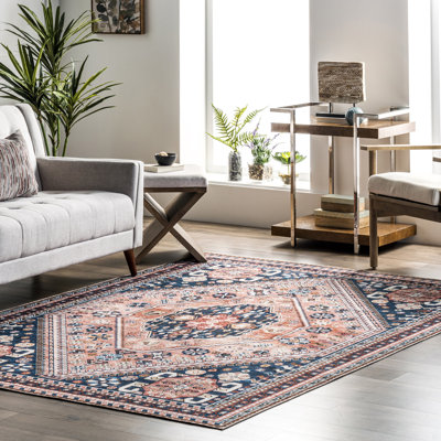 Machine Medallion Machine Washable Accent Rug for Living Room Bedroom Dining Room Entryway Kitchen