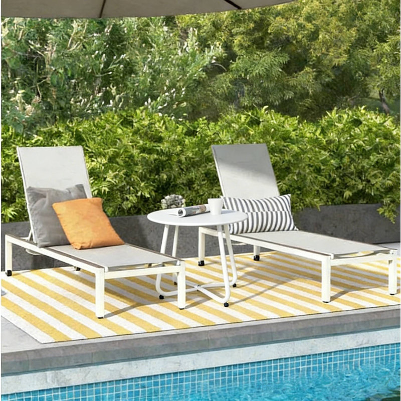 Ensemble de chaises longues d'extérieur avec table d'appoint Wolbrom