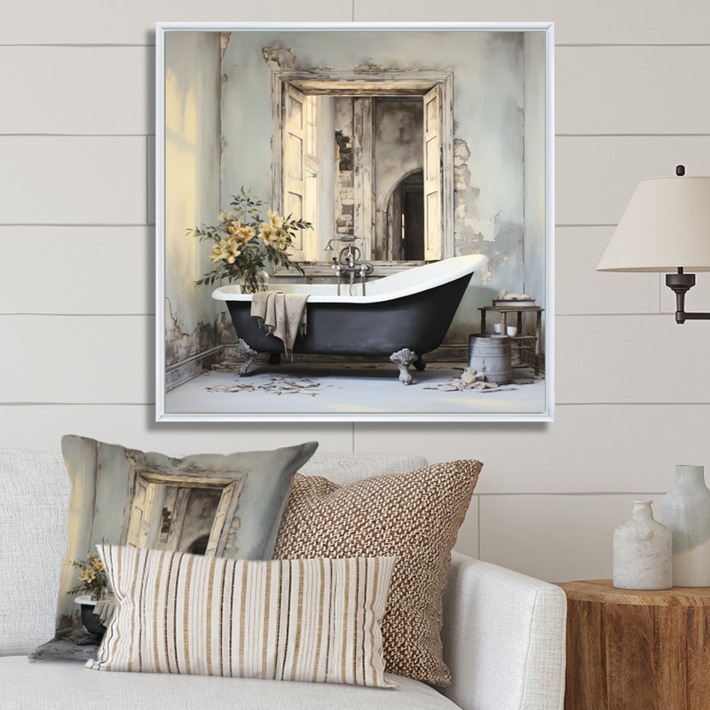 Bath, monochrome de Tranquillity III - Laundry, impression sur toile encadrée, H 30 po x l 30 po x P 1 po