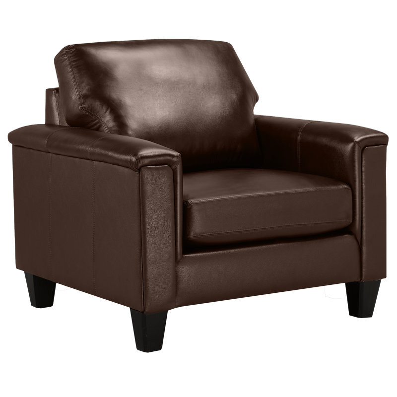 Benson Upholstered Armchair, Brown Genuine Leather
