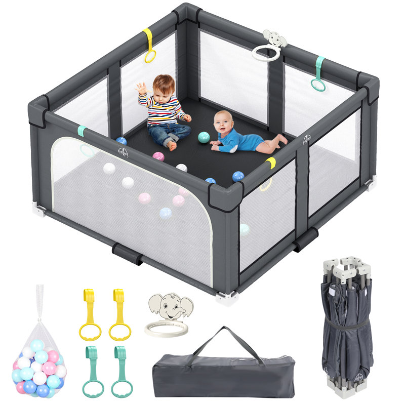 Foldable Playpen, 27.5" H x 50" W x 50" D