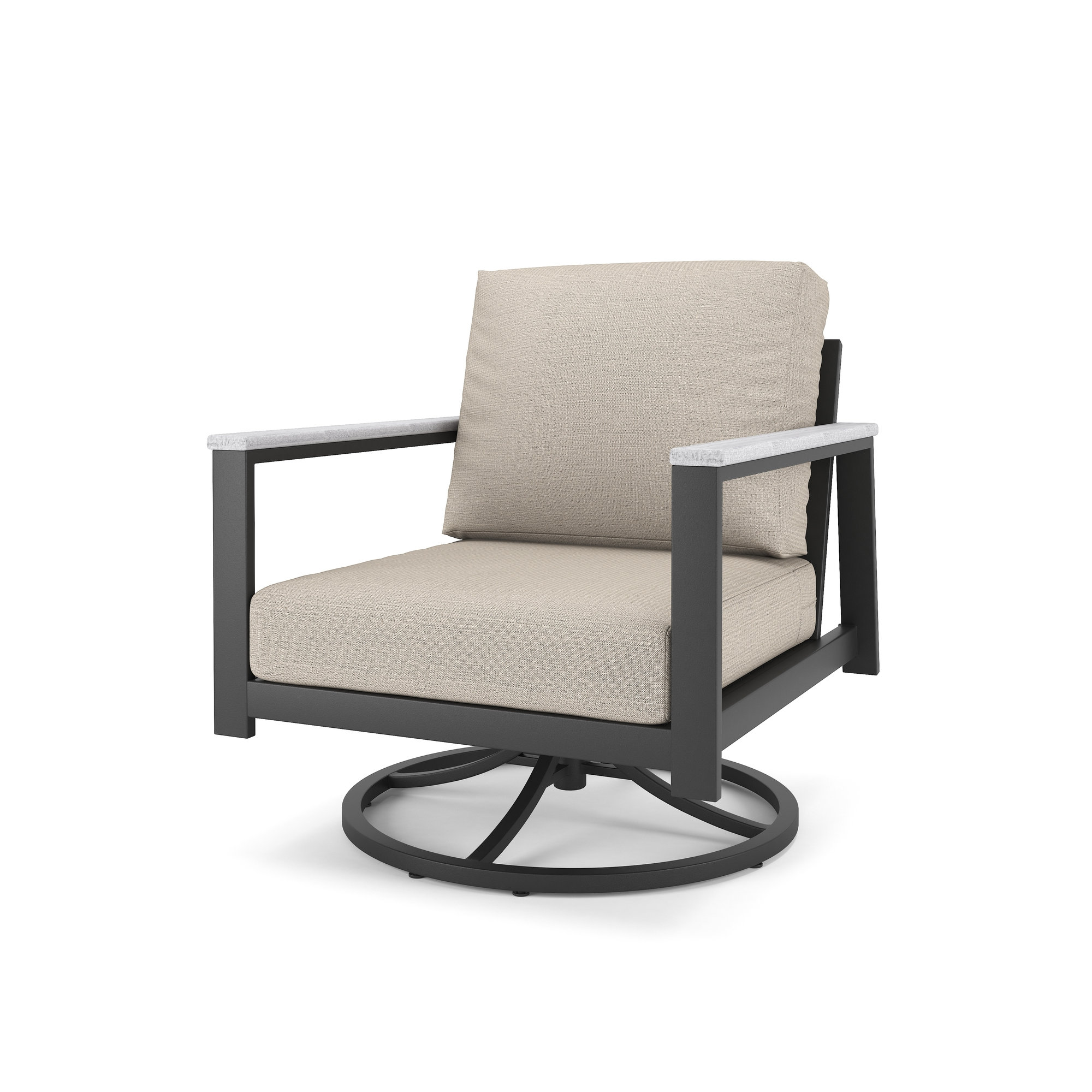 Townsend Outdoor Townsend Swivel Rocking Metal Chair with Sunbrella® Cushions, Cast Silver Sunbrella®