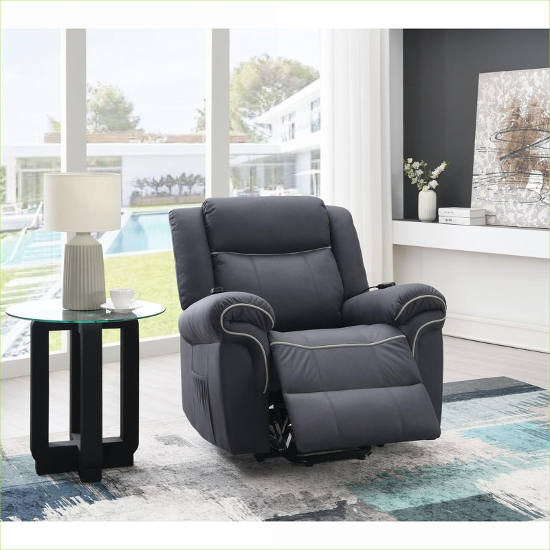 Fauteuil inclinable électrique avec chauffage et massage, Bleu très foncé