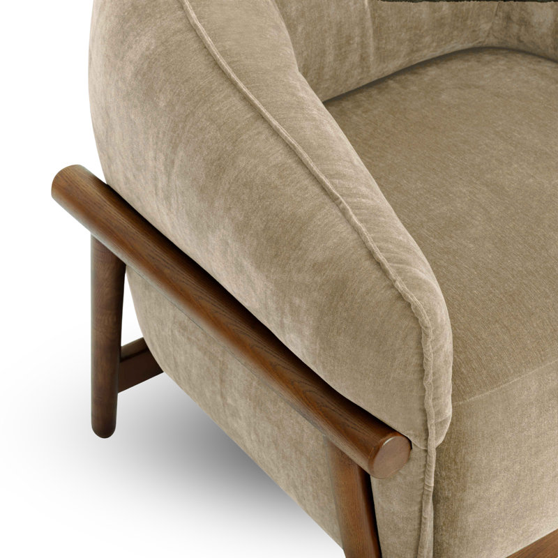 Fauteuil d'appoint en chenille recyclé Piedmont Olive, Taupe