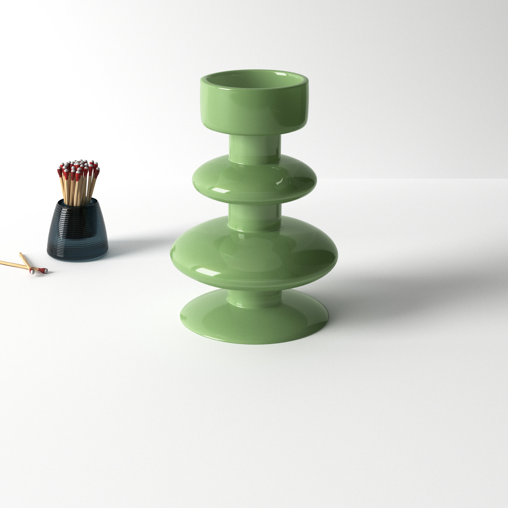 Geri Recycled Glass Tealight Holder, Green