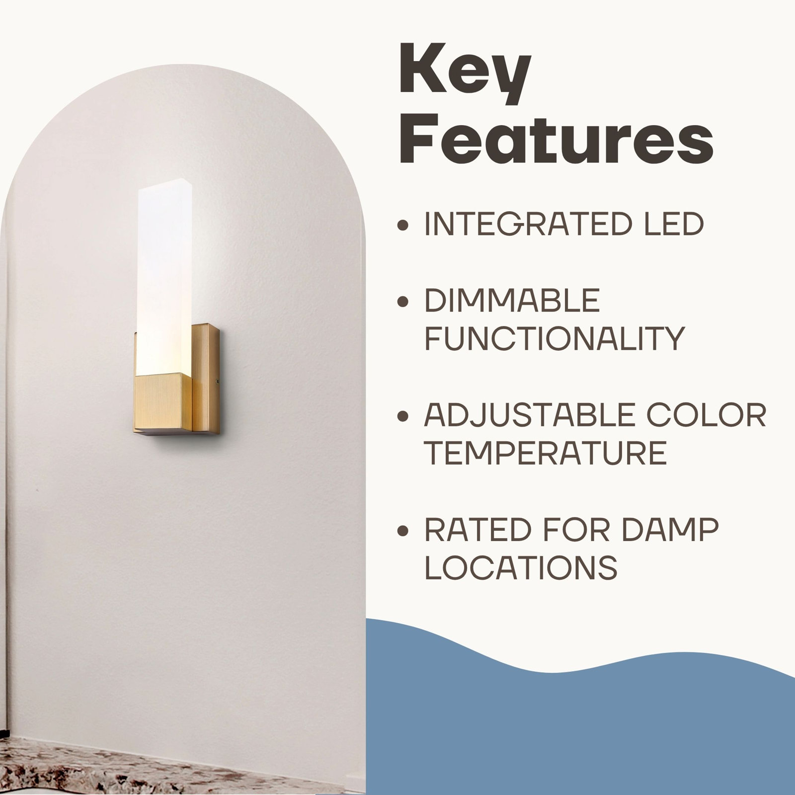 Rosamond Single Light Wallchiere, Gold