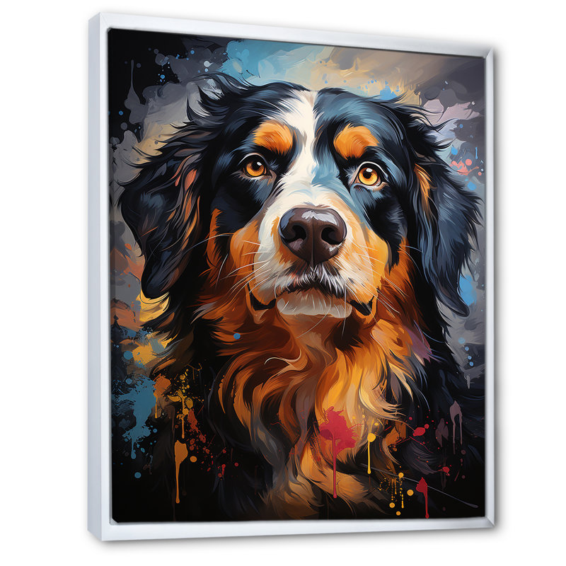 Bernese Mountain Majesty sur toile, H 20 po x l 12 po x P 1 po, Cadre flottant blanc