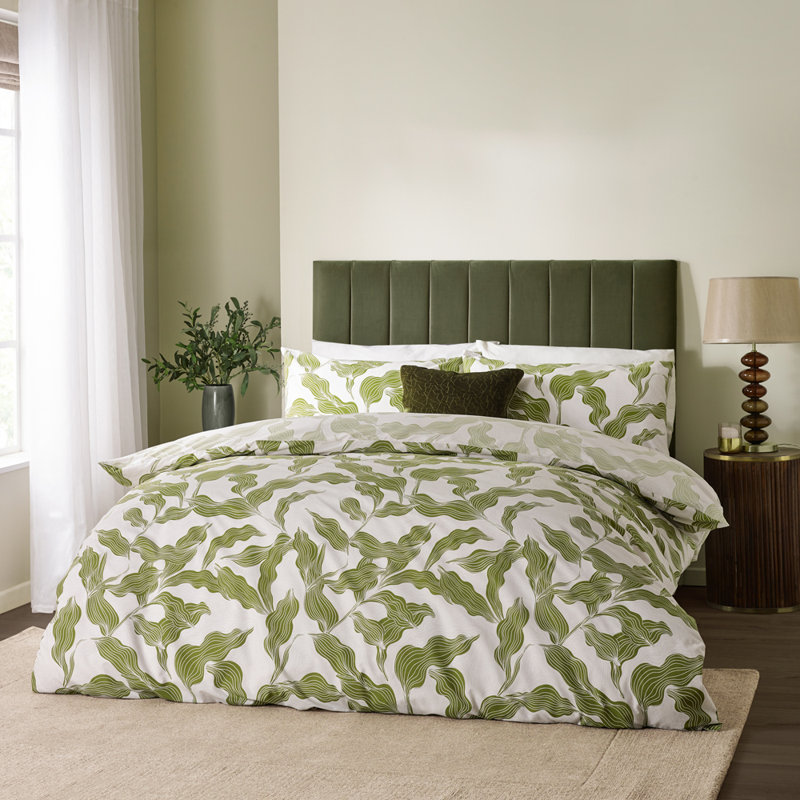Lauro Polyester No Pattern Duvet Cover Set with Pillowcases Included, Super King Duvet Cover + 2 King Pillowcases, Olive