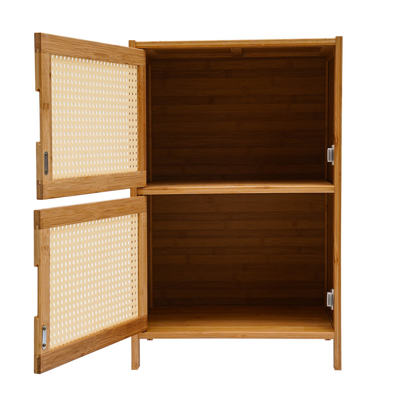 Bamboo 2 Tier Nightstand Cabinet for Bedroom, Living Room, Natural