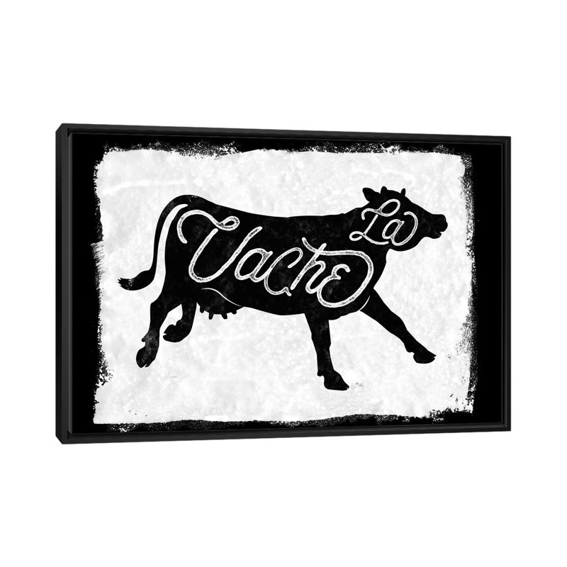 «La Vache» par 33 Broken Bones, reproduction sur toile tendue sur châssis, H 18 po x l 26 po x P 1,5 po, Pas de tapis