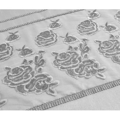  Amara Embroidered Silver Bed Runner 50x200cm