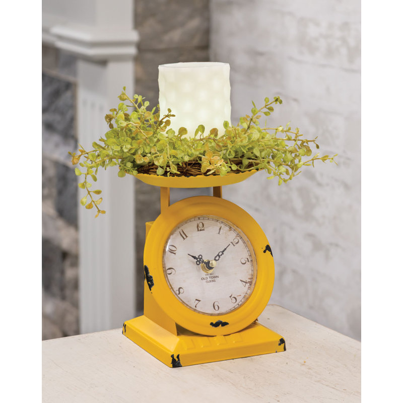 Analog Metal Electric Tabletop Clock,  Sunflower Yellow