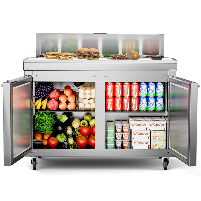 48-Inch Double-Door Commercial Food Prep Table Refrigerator – ETL Certified for Restaurant Use