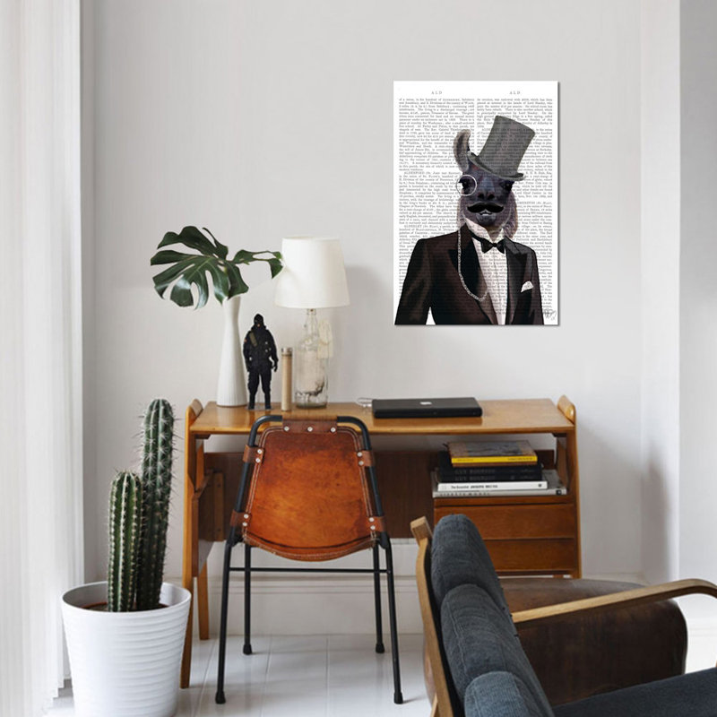 «Llama in Tuxedo», impression sur toile, H 12 po x l 8 po x P 0,75 po, Pas de tapis, Toile tendue