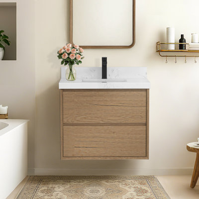 Meuble-lavabo flottant en chêne naturel avec lavabo 30 po Verwood