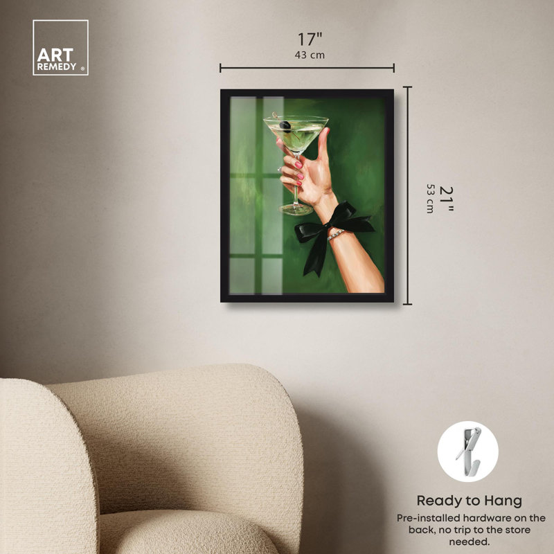 «Curated Cocktail I Shadowbox Print» par Art Remedy, H 21 po x l 17 po, Noir