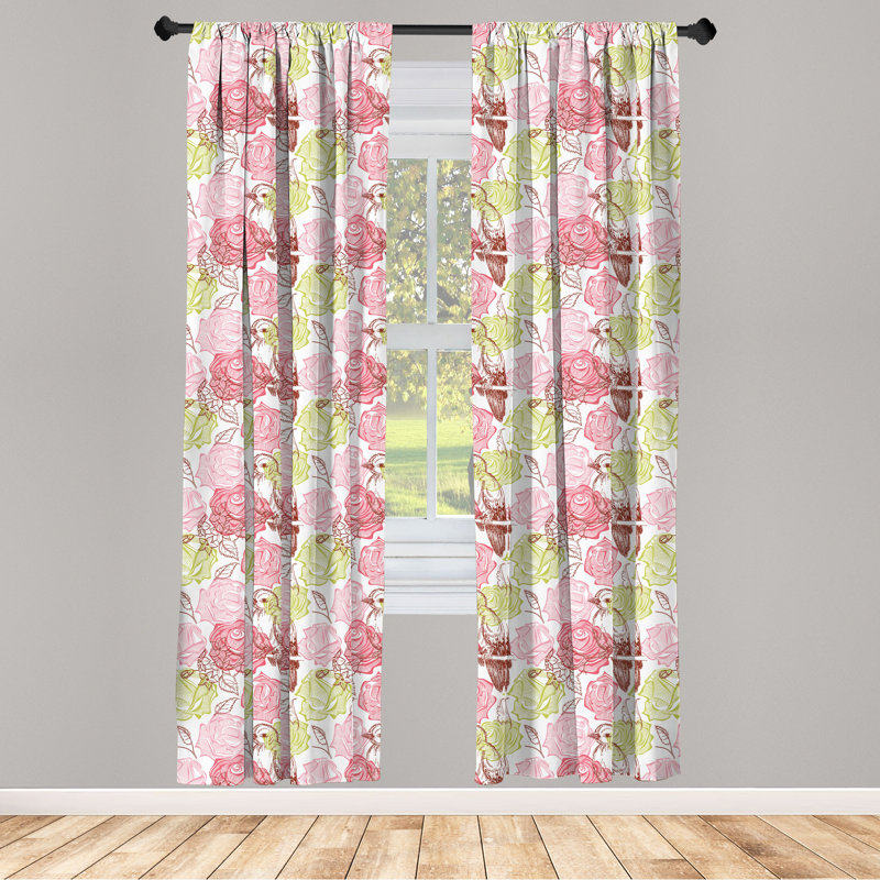 Floral Semi-Sheer Rod Pocket Curtain Panels, 28" x 95"