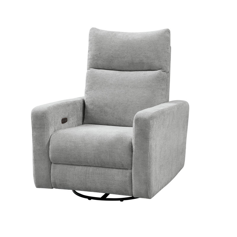 Vinathi Upholstered Power Recliner, Light Gray