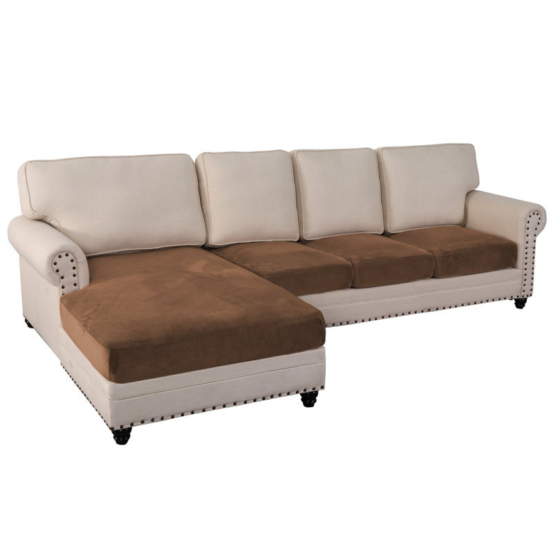 Housse pour canapé modulaire à coussins carrés / rectangulaires, Velours brun clair