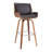 Alula Mid-Century Swivel Counter or Bar Height Bar Stool in Brown Faux Leather with Walnut-1992016633