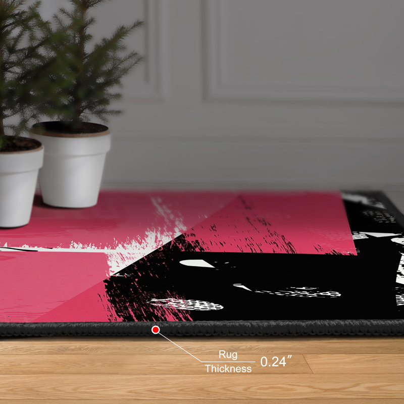 Glitch n II Washable Abstract Area Rug, Power-loomed, Heavenly Softness with Non-Slipping Backing