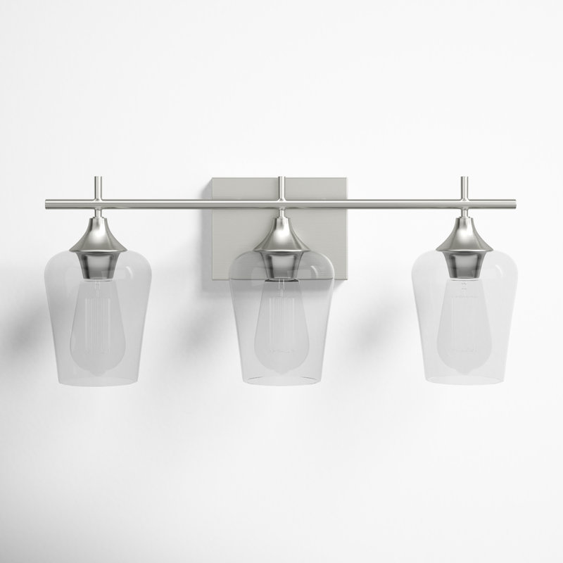 Breena Dimmable Vanity Light in Satin Nickel, Satin Nickel, Clear