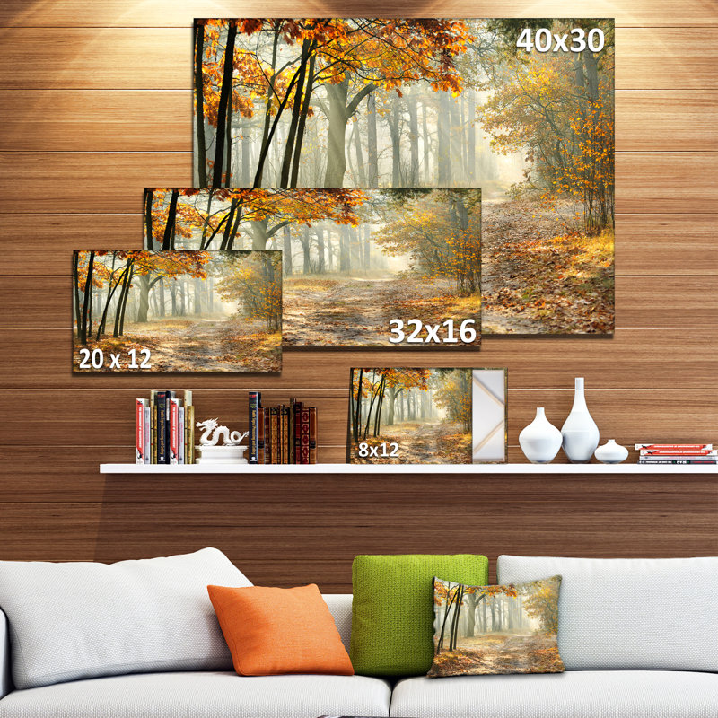 Bright Yellow Fall Morning Landscape Canvas Print, 32" x 16"