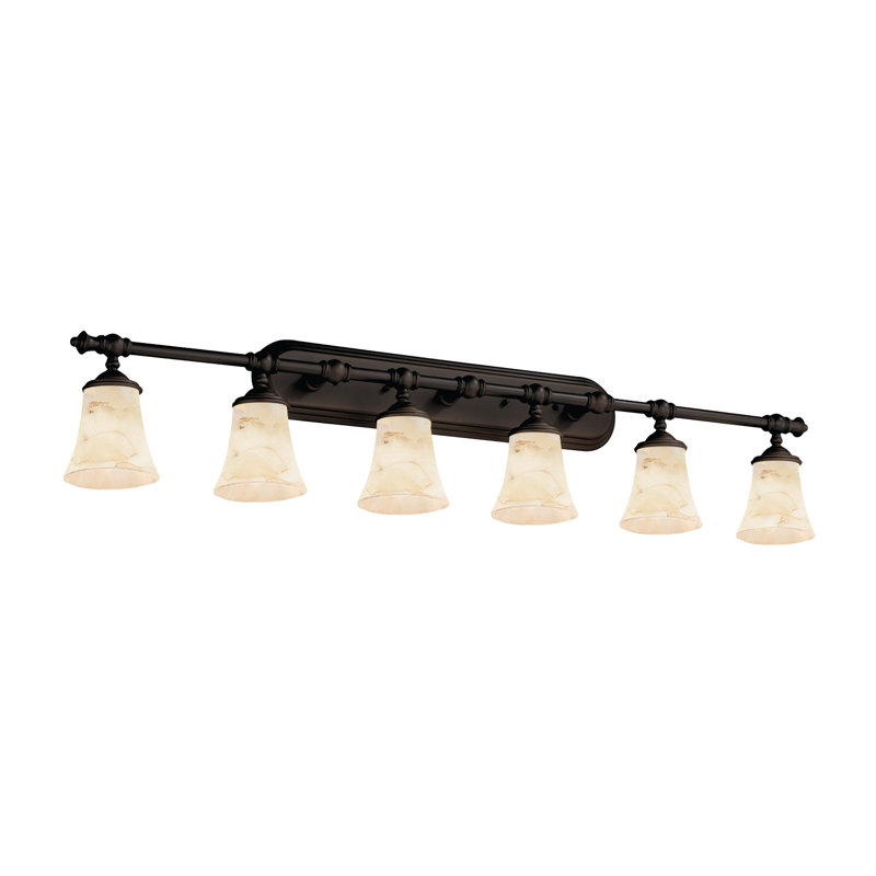 Éclairage pour meuble-lavabo de salle de bain 6 lumières albâtre rocks Tradition, Bronze foncé