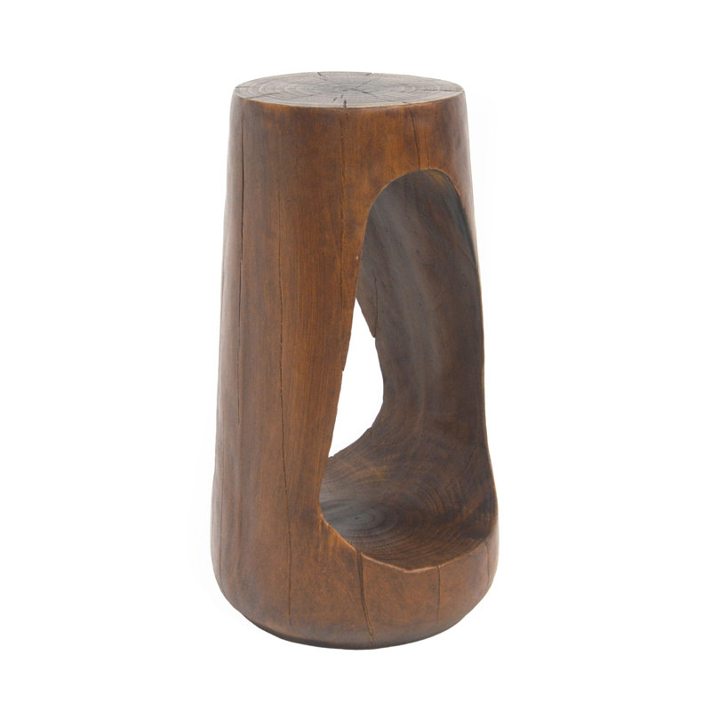 Outdoor Side Table,Hollow Design End Table,Patio Garden Stool Table,Decorative Accent Table For Patio Balcony Beach Pool Side,Lightweight Concrete,Wood Like Texture