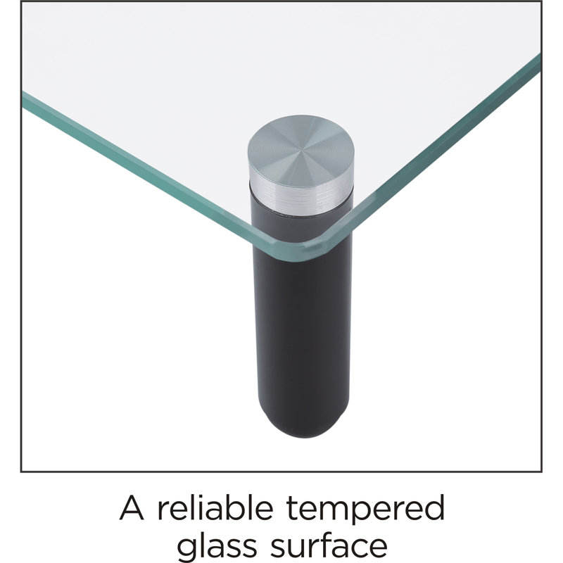 Clear Glass Monitor Stand with Black Legs