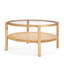 Table basse ronde en bois massif et bois clair de 34 po avec tablette