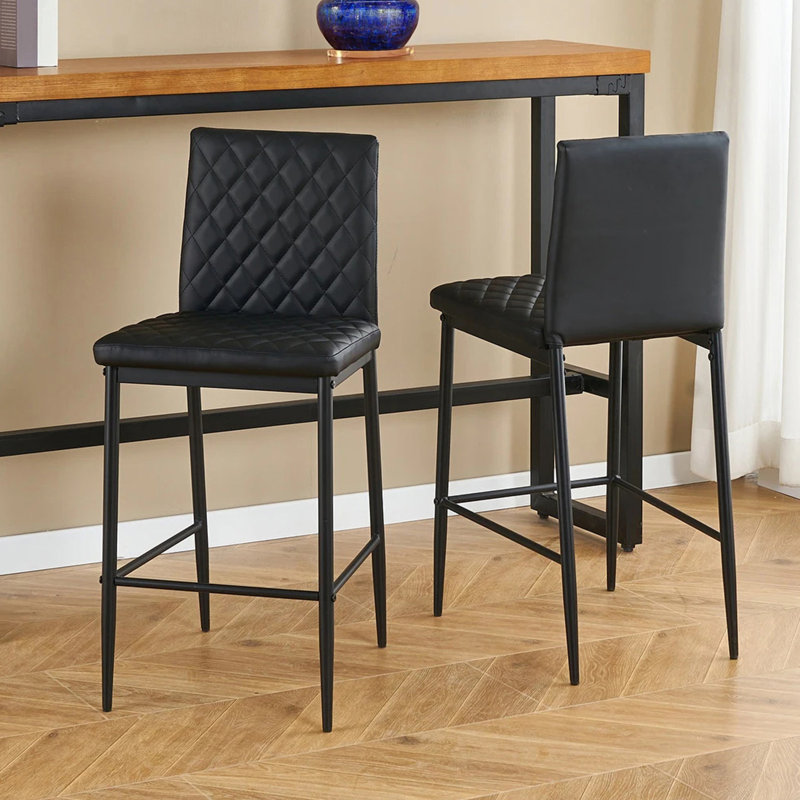 Upholstered Counter Stool with Metal Frame