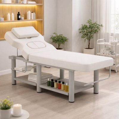 74 Inch Professional Massage Table With Adjustable Headrest,pu Leather Spa Facial Bed With Metal Frame
