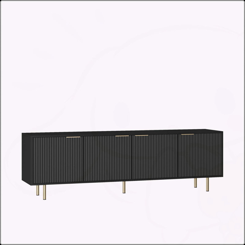 Black  TV Stand Fluted 68"