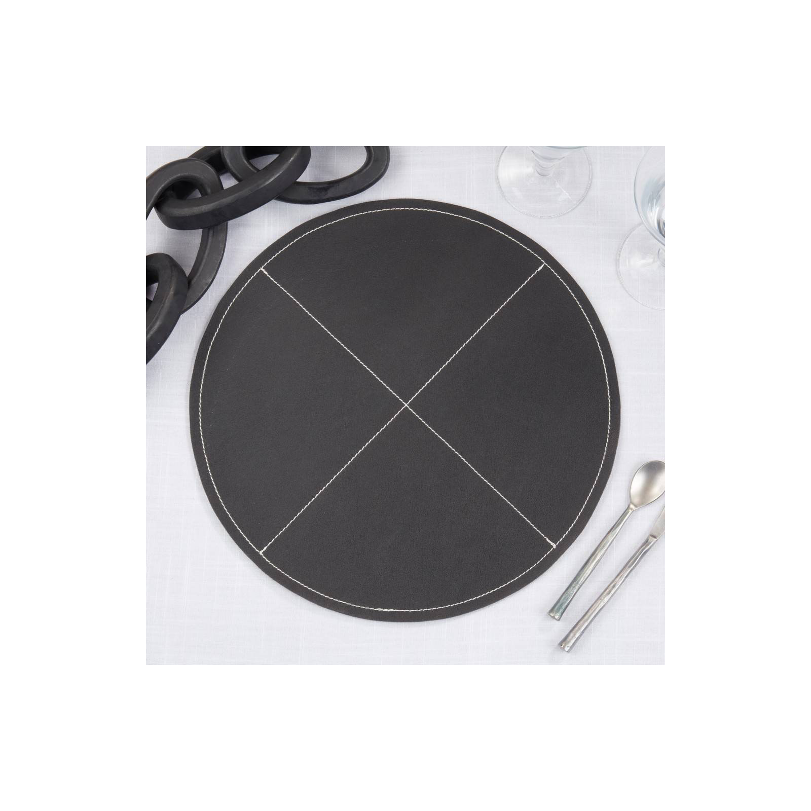 Calliope 100% Polyurethane No Pattern Round Placemat, Black
