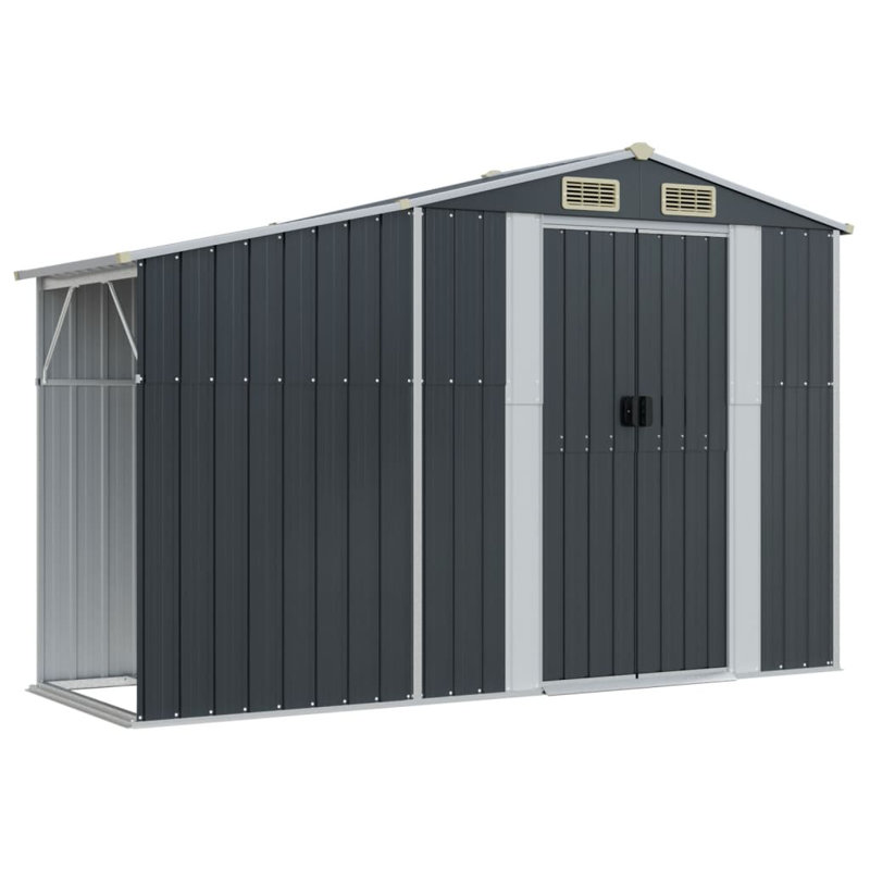 Abri de jardin en métal vidaXL, H 70,5 po x l 109,1 po x P 109,8 po,  Anthracite